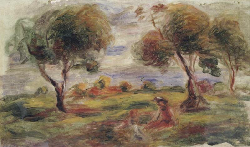 Landscape with Figures at Cagnes, Pierre Renoir